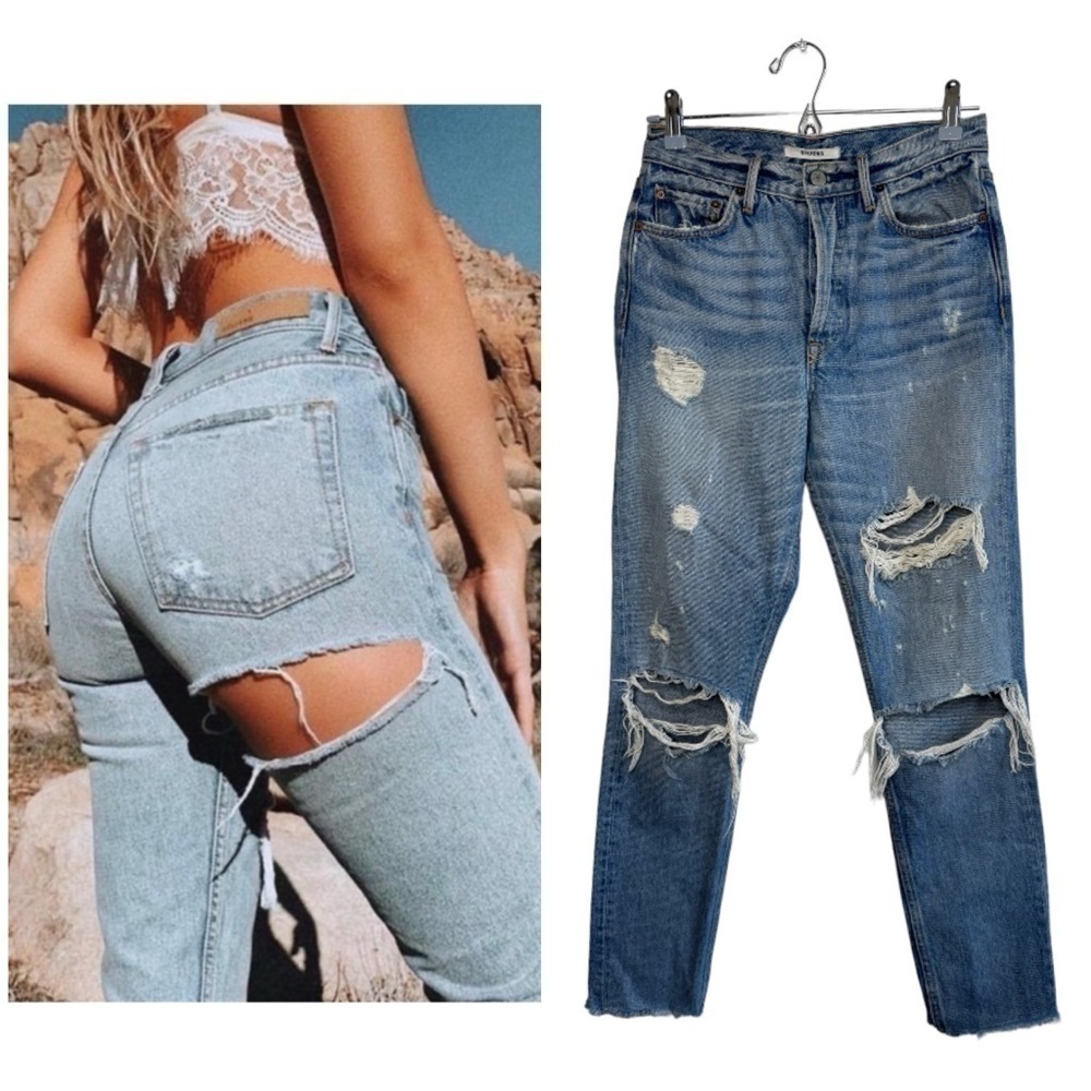 GRLFRND Karolina Distressed High Rise Jeans size 27